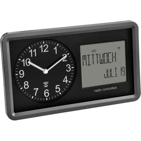 TFA Dostmann 60.3552.01 Orologio da Parete Nero Radio-controllato