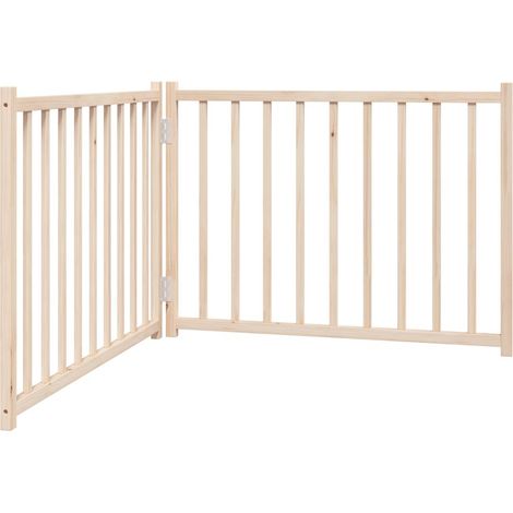 Barrière de sécurité pour chien animaux de compagnie pliable 2 panneaux 160 cm bois sapin massif marron
