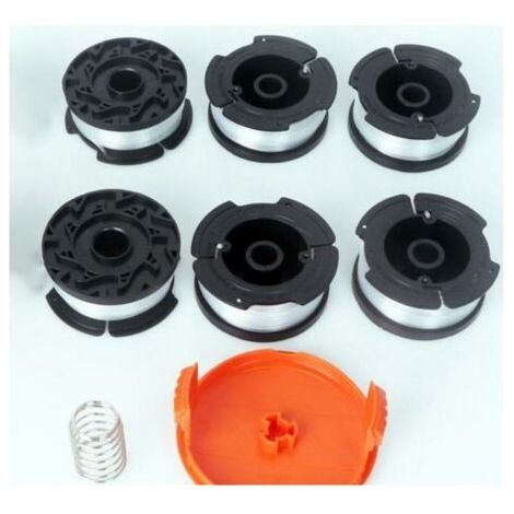 BLACK+DECKER AF-100-3ZP Ersatzspulensatz Nylon-Trimmerkopf, Mähfaden, Trimmerseil (Mähseil × 6 + Abdeckung × 1 + Feder × 1),