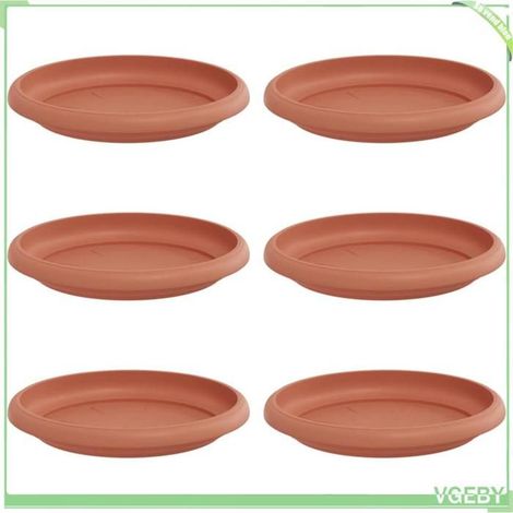 Plateau à fleurs - FAFEICY - 42020300 - Rond Ø14 cm - Plastique durable - Pack 6 Rouge brique (1/5)