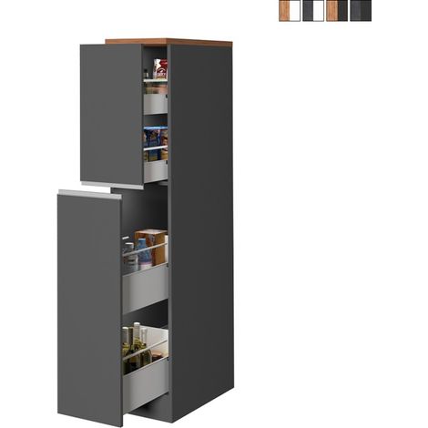 Mueble de cocina moderno con 2 cajones especieros 30x60x164,5 Trym - Gris - Roble (1/5)