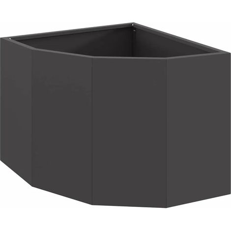 Jardinière d'angle moderne utilisable extérieur 45 x 45 x 35 cm en acier noir (1/5)