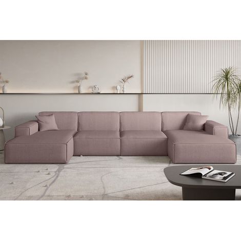 Wohnlandschaft Sofa U-Form CELES PREMIUM in Stoff Scala Lavendel (1/3)