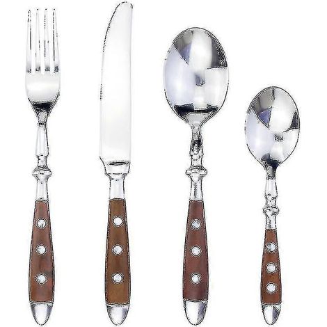 Klassisches und elegantes Besteck aus Kunstharz, Nieten, Griffe, Edelstahl, 4-in-1-Set im Western-Stil, feines Besteck, Porzellan, das mit dem Haushalt kompatibel ist (1/5)