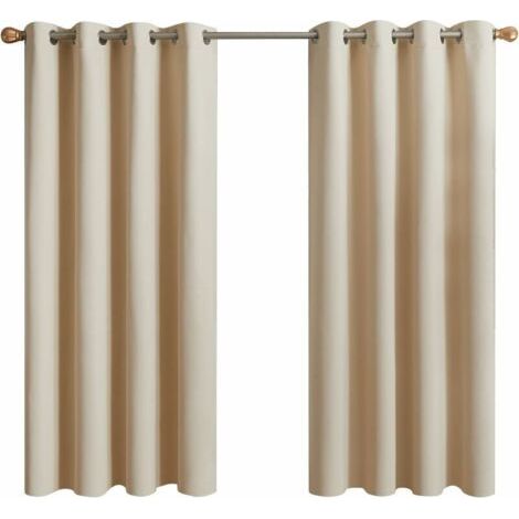 Rideau Occultant Thermiques, 2 Panneaux Rideaux Courts Isolant Anti Froid et Anti Bruit à Oeillets pour Salon, Chambre Enfant ou Adulte, Dressing (132 x 155cm, Beige Écru),de dyk.Trywise (1/4)