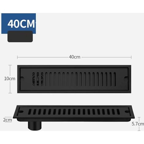 (B-40CM Side Row)Long Floor Drain Bathroom Stainless Steel 304 Thickened Large Capacity Anti-odor Shower Room Rectangular (1/4)