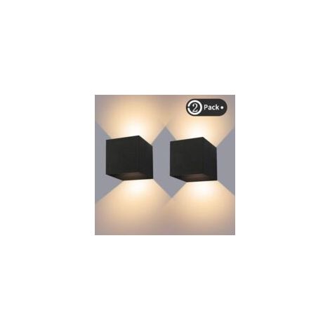Applique da parete per interni/esterni da 12W, impermeabile IP65, a LED, con orientamento regolabile, luce bianca calda 3000K, ideale per soggiorno, camera da letto, corridoio, confezione da 2 - Nero 