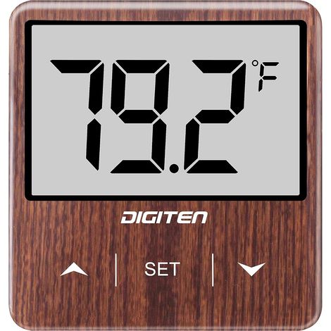 Thermomètre numérique pour aquarium avec grand écran LCD, sans fil, lecture précise, thermomètre d'aquarium en noyer (1/5)