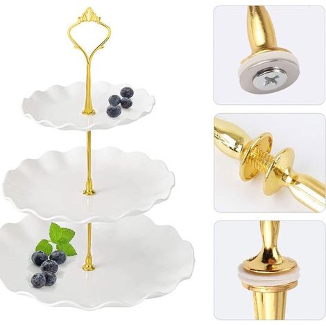 Tortenständer Desserttellerhalter Partydekoration Cupcake-Ständer Goldener Dessertständer 3-stöckiger Tortenständer mit Cupcake-Halterung für (1/3)