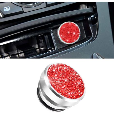 Cache-allume-cigare Bling pour voiture, cache-prise anti-poussière orné de strass, universel pour la plupart des voitures (rouge) (1/5)
