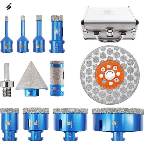 Diamantbohrer Set, 12 Teile, Vielseitig für Fliesen und Granit, 12 Stück KIT (1/2)