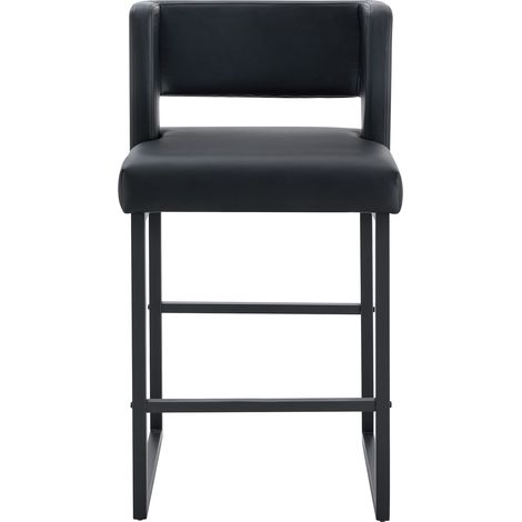 Set de 2 taburetes de bar nórdicos negros de PU con patas de metal 91,4 cm MODENUIT (1/5)