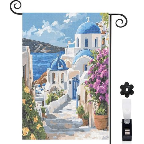 Drapeau de jardin vertical décoration extérieure toile durable double face 30 x 45 cm pour jardin maison (1/5)