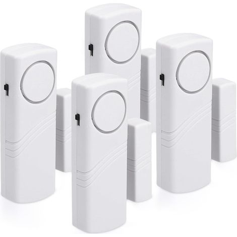 Tür- und Fensteralarm – 4er-Set drahtloser Einbruchmelder – Schutz vor Einbrüchen – Magnetbetrieb – 100 dB