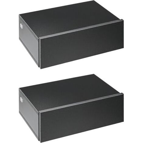Set mit 2 wandmontierten Nachttischen – 2er-Set Nachttische – Schublade, Tischplatte – Schwarze Spanplatte (1/5)