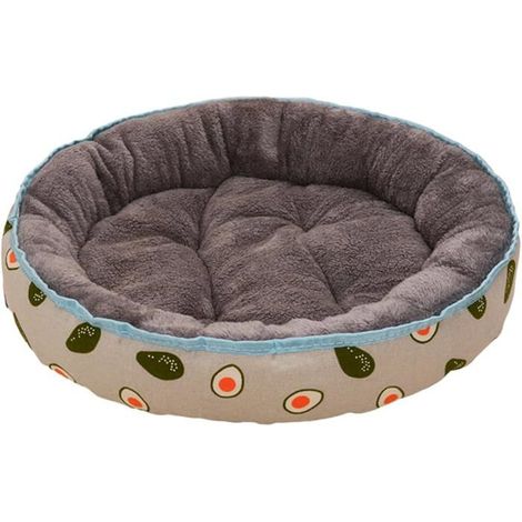 Diamantdruck Hundekorb, Runde Katzenbett, Waschbare Plüsch Haustierkissen, Avocado Design Haustiertransportbox M