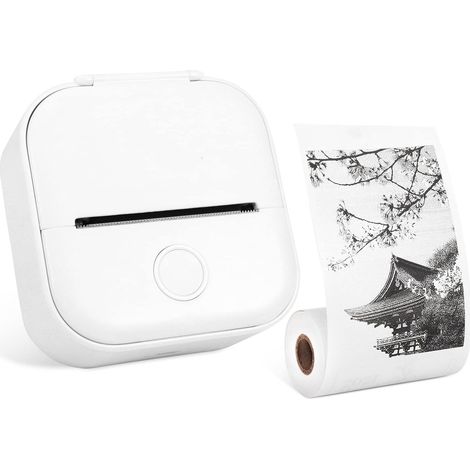 Mini impresora portátil de bolsillo, impresora fotográfica Bluetooth, para diario, estudio, trabajo, compatible con móviles/tabletas (Blanco) (1/4)