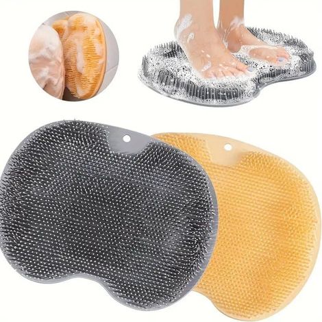Tapis de bain antidérapant à ventouses pour le gommage des pieds et du dos, en silicone, accessoires de baignoire-AquaForge (1/2)