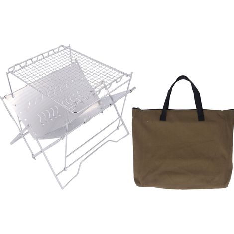 Barbecue pliable en acier inoxydable, base stable, gril à bois et charbon multifonction pour camping (1/5)