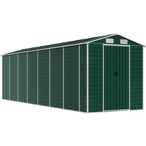 Cobertizo de jardín cobertizo para cabaña cobertizo para almacenamiento cobertizo para exteriores cobertizo para herramientas robusto 191 x 640 x 198 cm acero galvanizado verde 020022353