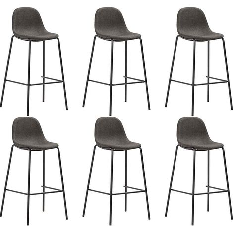 vidaXL Taburetes de cocina 6 unidades tela gris oscuro (1/4)