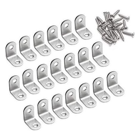 Lot de 20 équerres de fixation 90° – Acier inoxydable, métalliques – Fixation robuste (1/4)