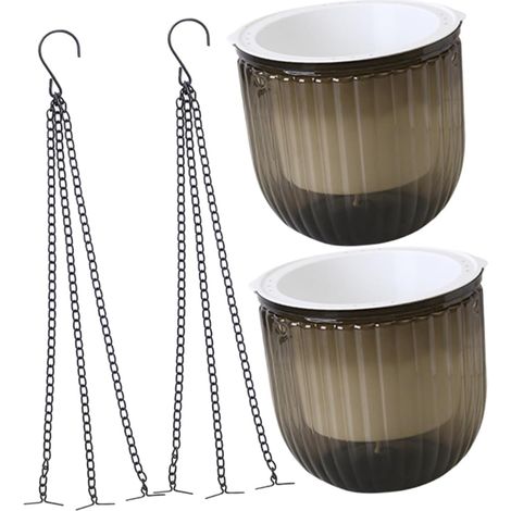 6.5" Self Watering Plant Pots 2 Pack Indoor Hanging Flower Pots with 3 Drainage Hooks for Indoor Outdoor Ceilings Balconies Wall Decor (1/4)