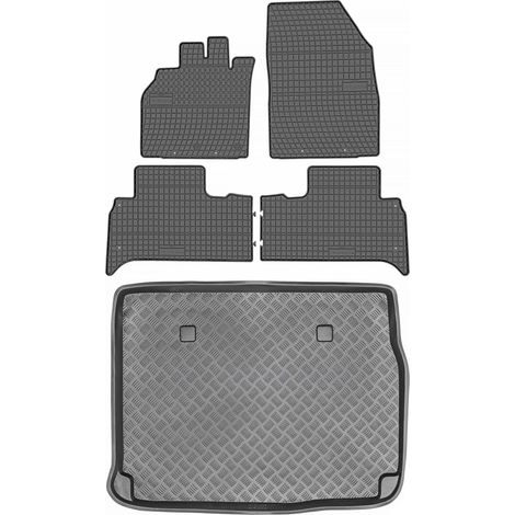 Juego de alfombrillas de goma para coche y alfombrilla para maletero para Renault Scenic II Minivan (2003-2009). (1/5)