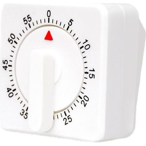 Horloge de cuisine mécanique de 60 minutes, minuteur visuel carré blanc avec alarme forte - Blanc (1/5)