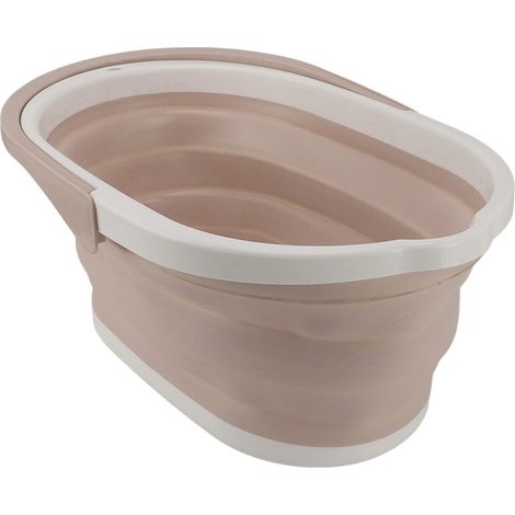 Seau pliable pour balai et lavage de voiture, grande capacité, portable, kaki (1/5)