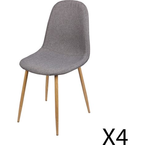 Set di 4 sedie in tessuto grigio scuro con gambe in metallo effetto legno – 45x87x54 cm, altezza seduta 49 cm – Collezione NORDICA