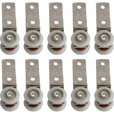 10 pack 1,9 cm Coude de conduit en métal Roulement Bloc de poulie avec deux Plastique de roue pour porte coulissante fenêtre Cabinet (1/4)