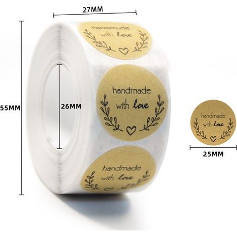rollos de etiquetas de papel kraft para latas, pegatinas redondas de 25 mm (1000 hojas en total), etiquetas redondas para latas, Estilo 5 (1/5)