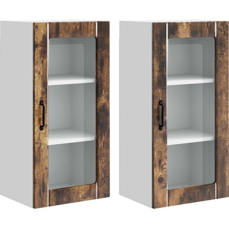 Maison Exclusive - Mobile in vetro da parete PORTO 2 pcs Rovere fumé