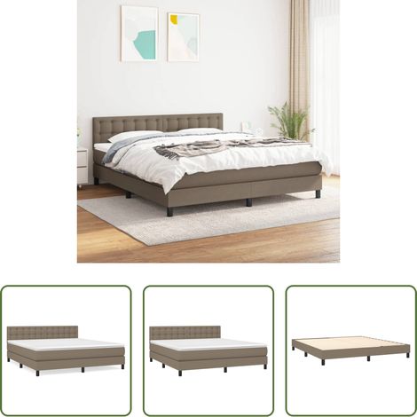 Matratze - Boxspringbett mit Matratze Taupe 160x200 cm Stoff (1/5)
