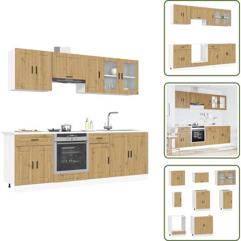 Bois d'ingénierie - vidaXL Ensemble d'armoires de cuisine 8 pcs Kalmar bois d'ingénierie - Meubles de cuisine chêne (1/5)
