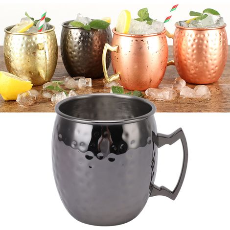 Moskauer Becher 600 ml, Bierglas, Cocktailglas, zylindrischer Becher, gehämmertes schwarzes Titan (1/5)