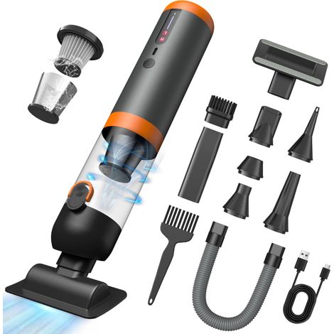 Aspirateur à Main sans Fil 4-en-1, 20kPa Aspirateur Voiture Puissant, Moteur sans Balai 87000 TR/Min, avec Affichage LED, 2 Modes de Succion, Aspirateur Compact pour Voiture, Bureau, Clavier (1/5)