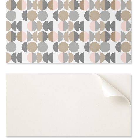 Azulejos autoadhesivos de PVC para comedor con motivos gr谩ficos. Geometr铆a de c铆rculos y semic铆rculos, 10x40x20 cm.
