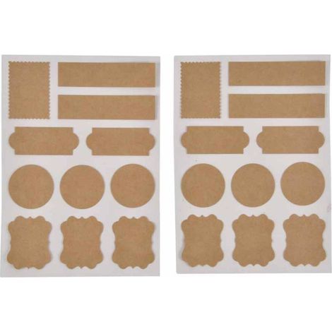 Lot de 22 Stickers "Kraft" 13x18cm Naturel (1/2)