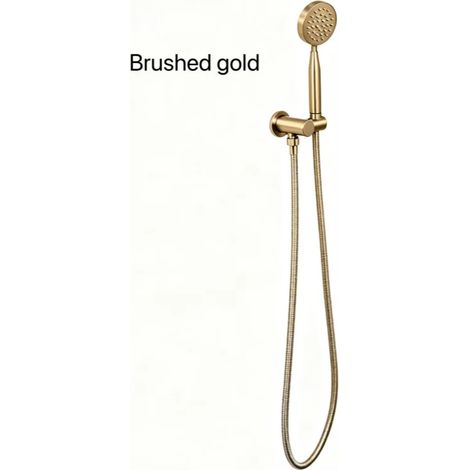 (Ensemble de 3 pièces, finition or brossé) Tête en nickel brossé, flexible de douche de 150 cm en acier inoxydable, pommeau de douche, accessoires pour robinetterie murale (1/5)