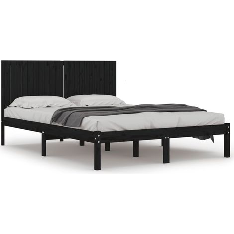 Maison Exclusive - Massivholzbett Schwarz Kiefer 200x200 cm