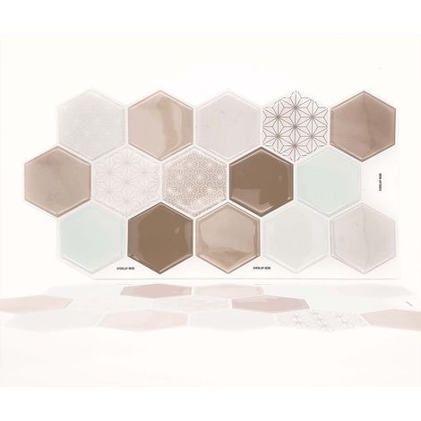 Credence Adhesive pour Cuisine Carrelage Adhesif Mural Cuisine Salle de Bain 3D Stickers Carrelage Auto Adhésif Autocollant Preuve d'huile Imperméable Honey Hexa Brown 12pcs 30.5x15.4cm (1/5)