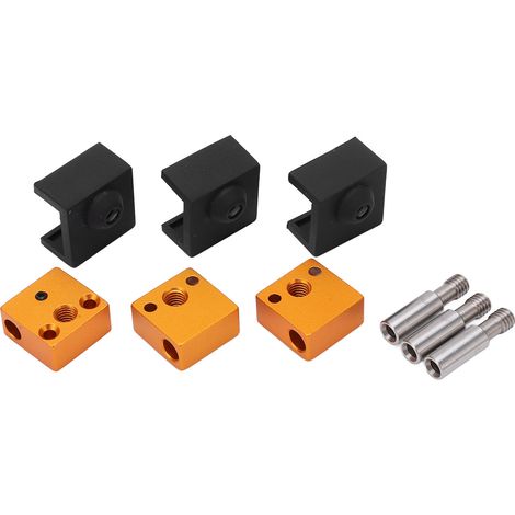 ensembles de pièces pour imprimante 3D : chaussette en silicone, bloc chauffant en aluminium, gorge en acier inoxydable pour MK7 et MK8 (1/5)