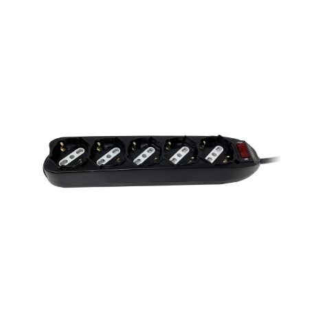 Multipresa 5 posti 10-16a-schuko con interruttore nera