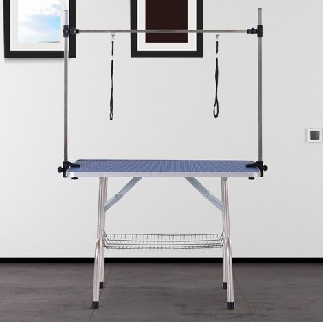 Mesa de peluquería para perros regulable, 107 x 60 x 170 cm, azul OKMYHOME (1/5)