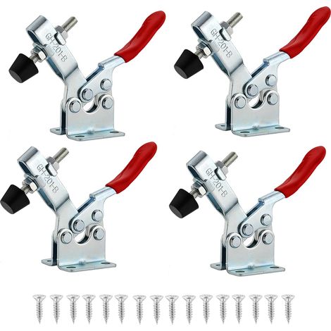 4Pcs Sauterelle de Serrage Pince à Bascule Horizontale GH-201-B Serre Joint Desserrage Rapide Capacité 90KG 198lbs Pince a Levier Horizontal Déblocage Rapide Serre Joint Sauterelle (1/5)