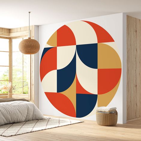 Papier peint rond / cercle - Motif géométrique - Diamètre 50 cm (1/4)