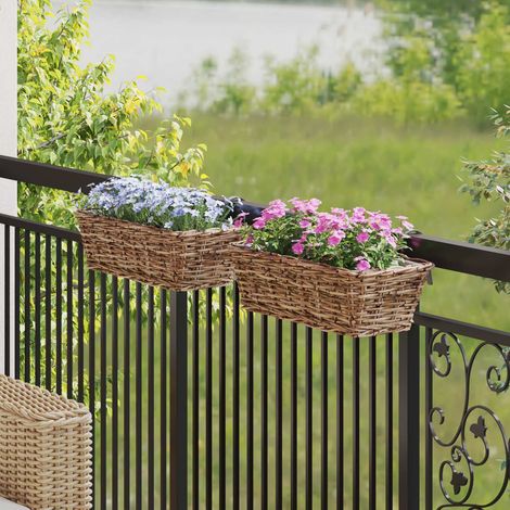 Hängender Blumentopf Korb 2 pcs Braun 48 x 22 x 15 cm