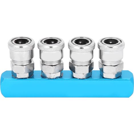 Raccord rapide collecteur pour compresseur d'air, coupleur pneumatique de type C en alliage d'aluminium, connecteur de tuyau multiple (1/5)